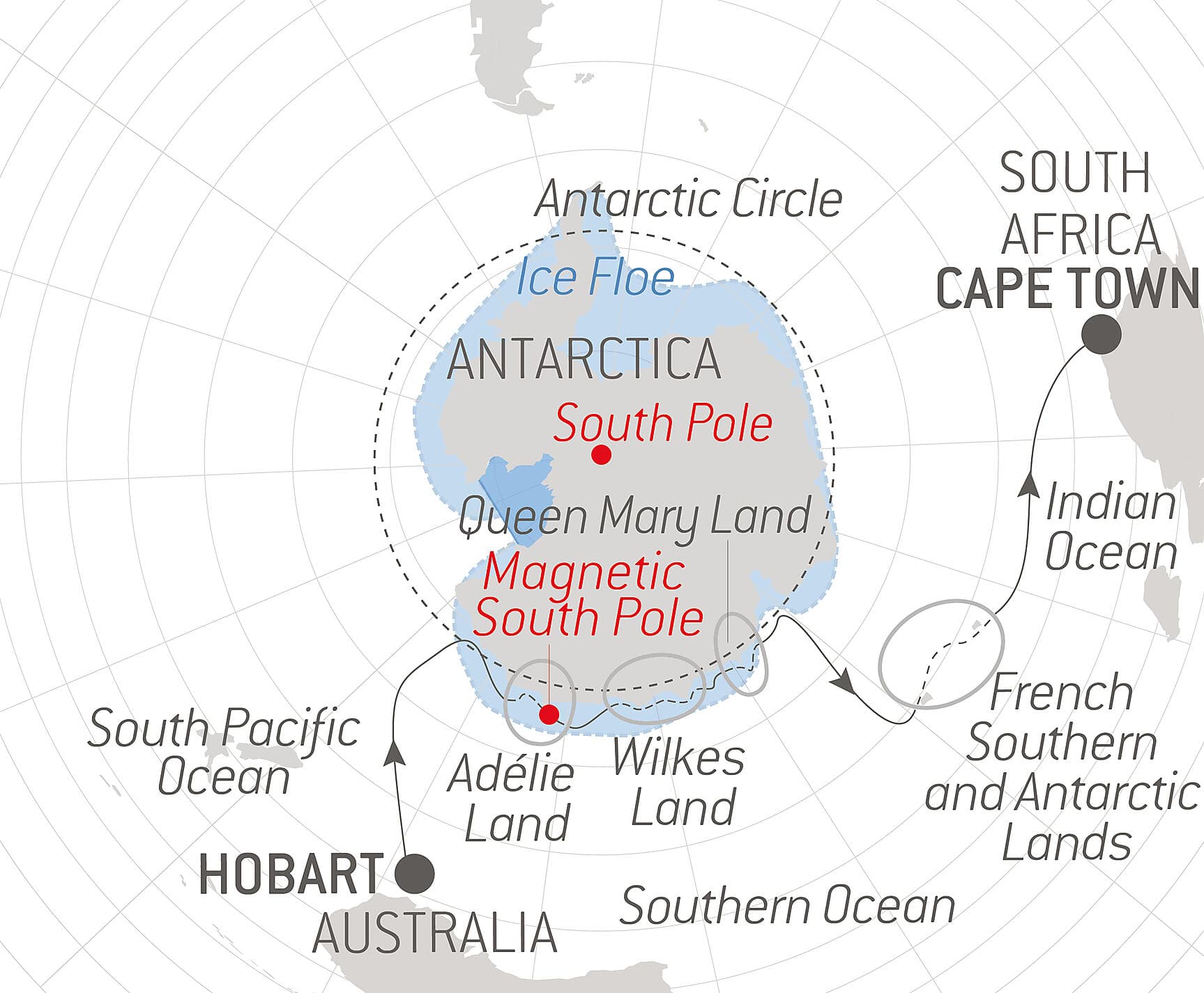 Unexplored East Antarctica & French Southern Lands
