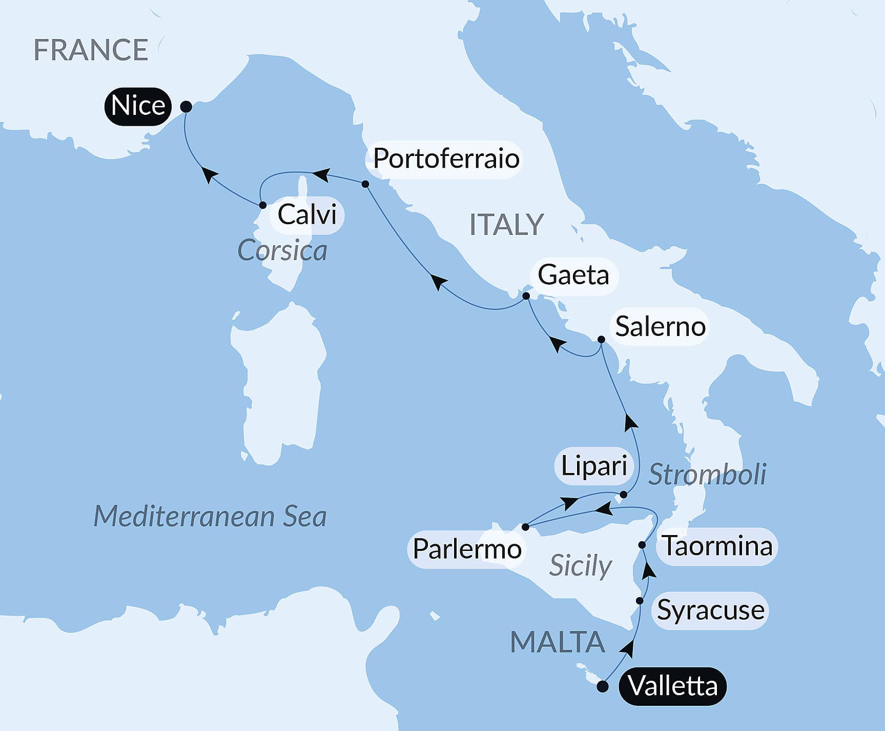 Italian shores and Isle of Beauty